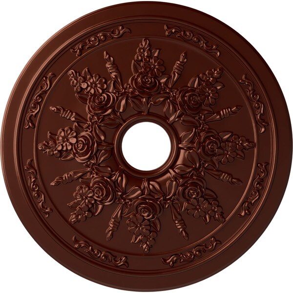 Ekena Millwork Rose and Ribbon Ceiling Medallion (Canopies up to 4"), 23 5/8"OD x 4"ID x 1 1/2"P, Antique Copper CM23ROACS - main